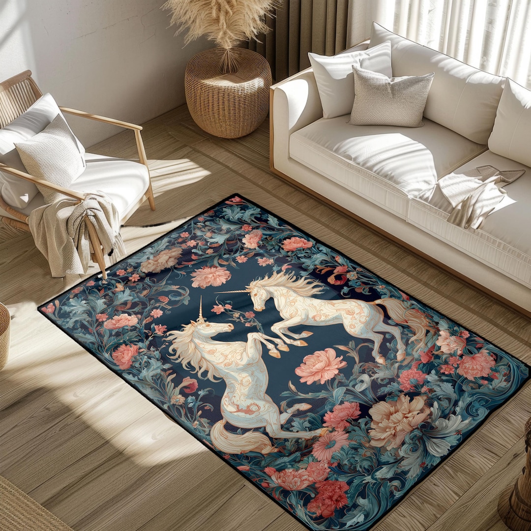 Unicorn Fantasy Rug, Magical Unicorn Rug, Mythical Creature Rug ...