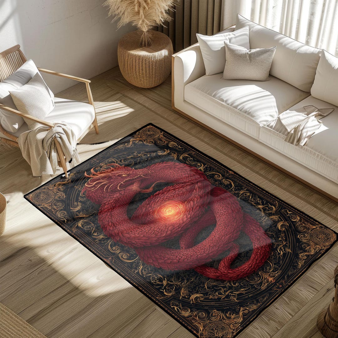 Mythical Dragon Rug, Fantasy Rug, Asian Culture Rug, Legendary Creature ...