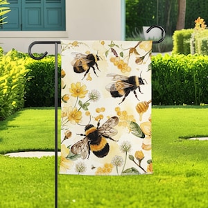Save The Bees Gartenfahne, Wild Polliantor Yard Banner, Künstlerisches Insekt Outdoor Dekor, Honig Botanisches Rasenschild, Umweltfreundliches Yard Geschenk