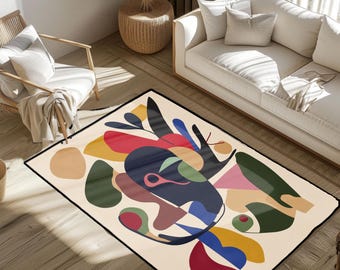 Abstrakte Kunst Liebhaber Teppich, Moderne Wohnkultur Teppich, Geschenk Für Künstler Bodenmatte, Eklektische Innenarchitektur Teppich, Housewarming Hausbesitzer Teppich