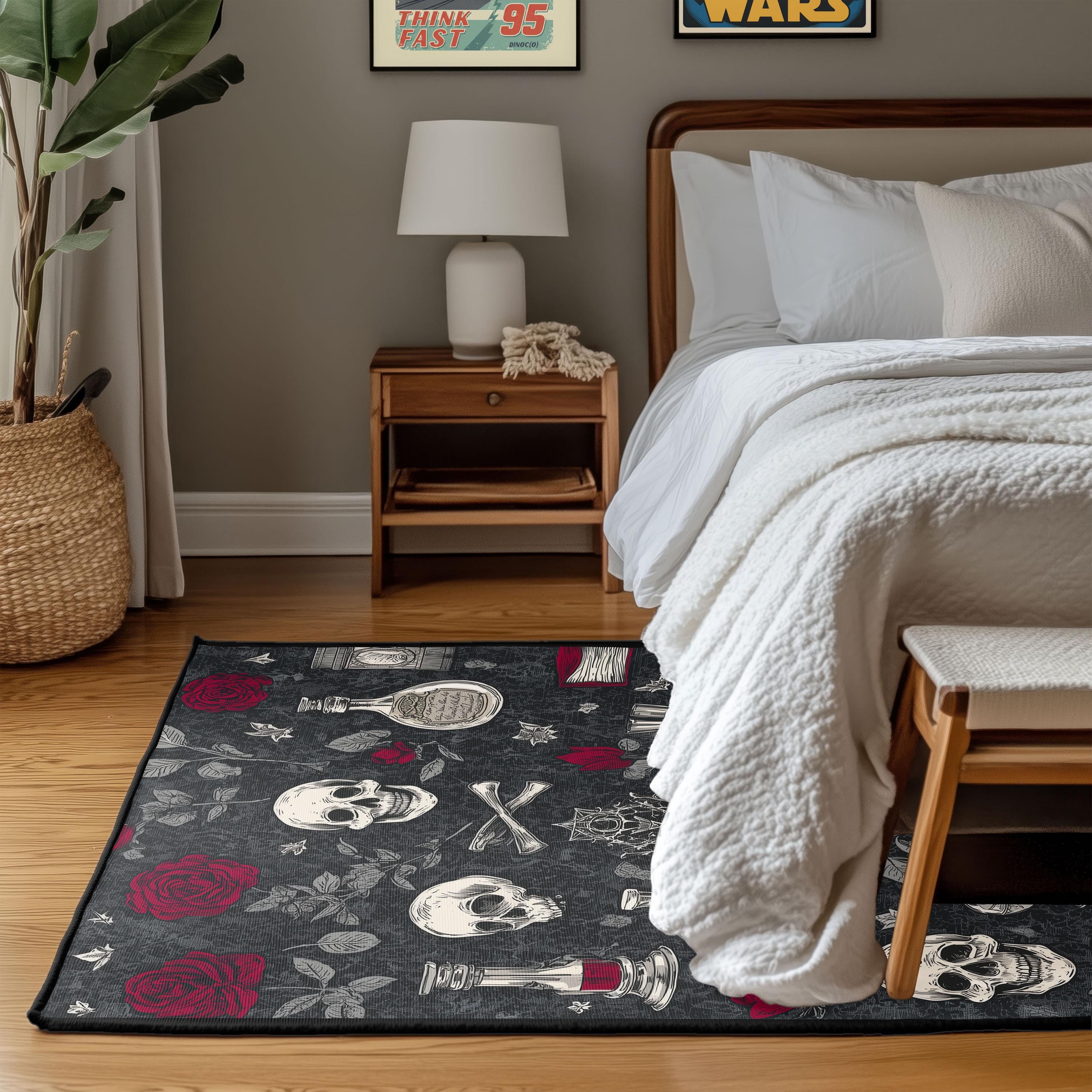 Gothic Mug Rug Gothic Skull and Potion Rug, Dark Witchcraft Rug, Halloween Decor Rug ...