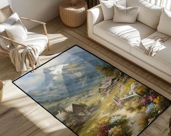 Mountain Landscape Scenic Rug, Landscape Rug, Countryside Rug, Nature Rug, Serenity Rug, Outdoor Adventure Rug, Travel Rug, Hiking Rug Decor