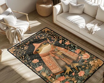 Frog Wizard Rug, Cottagecore Hobby Mat, Goblincore Traveler Carpet, Fantasy Lover Gift Area Rug, Magical Shaman Friend Gift Decor Rug