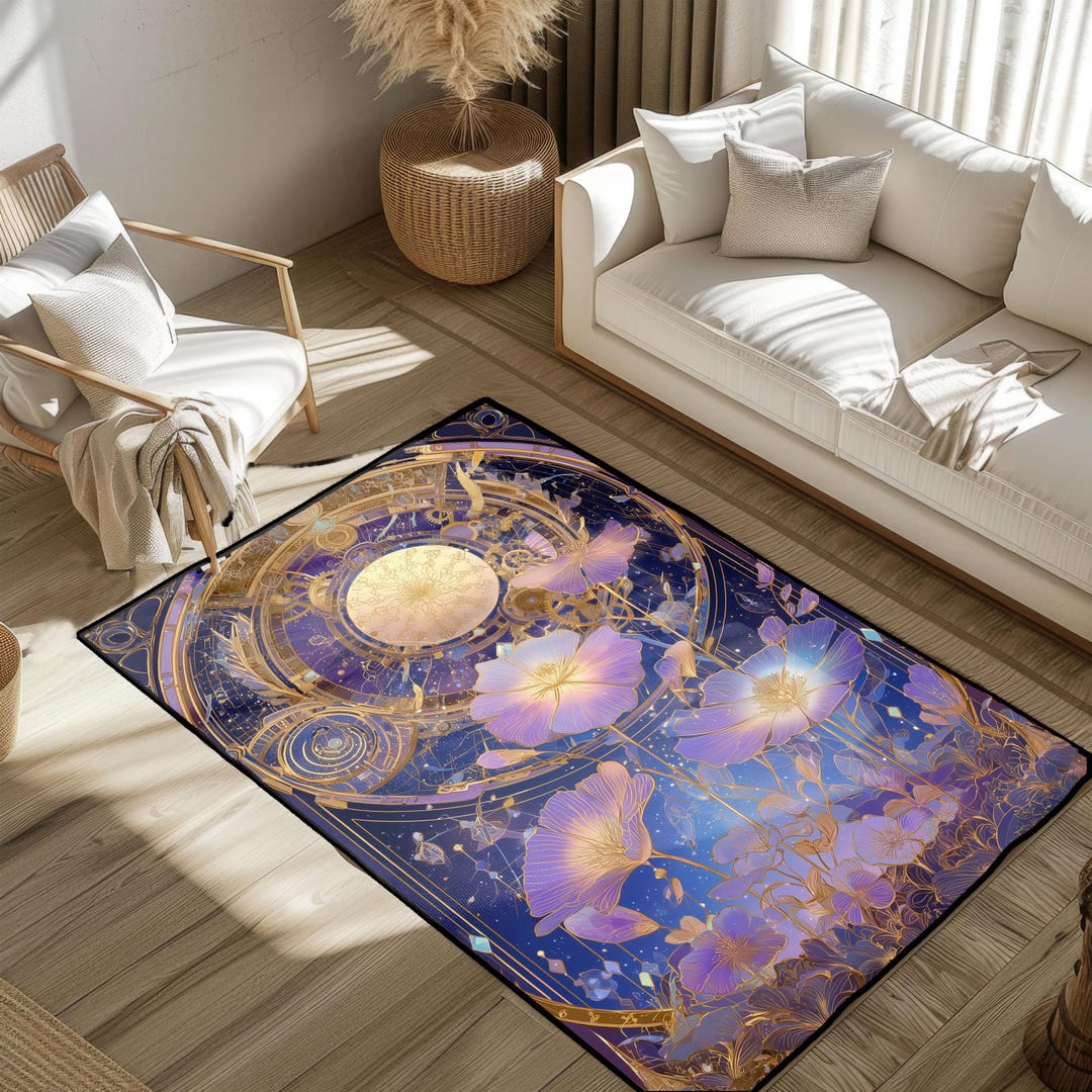 Celestial Astrology Rug, Zodiac Horoscope Rug, Spiritual Star Sign Rug ...