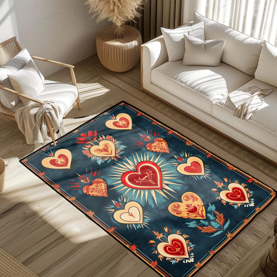 Scared Heart Rug Sacred Heart Rug for Spiritual Home Decor, Radiant Milagro Inspired ...