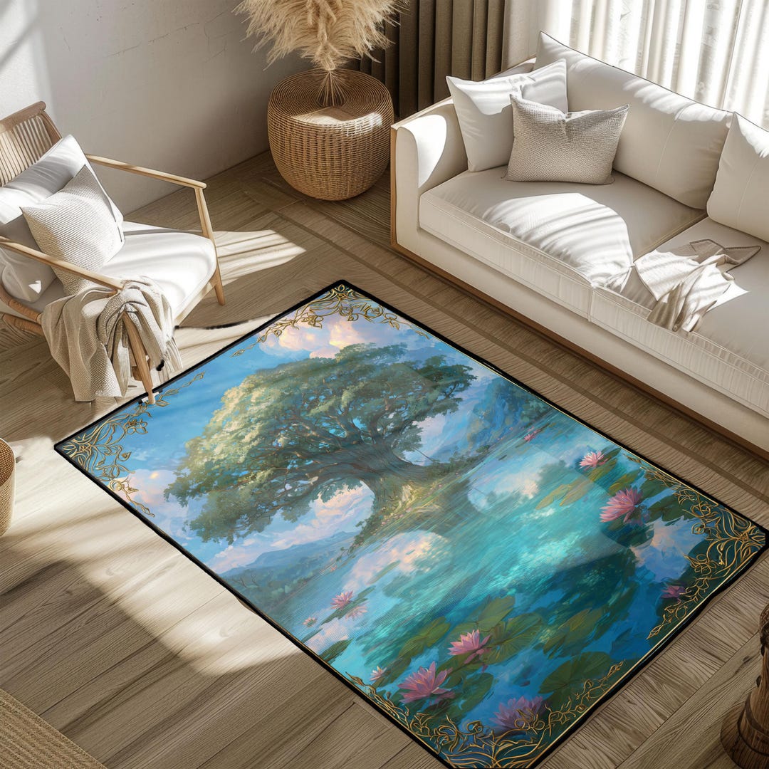 Tree Design Rugs Fantasy Tree of Life Rug, Nature Inspired Rug, Spiritual Tree Rug ...