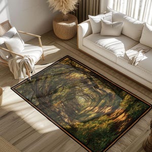 Camping Nature Rug, Forest Outdoors Rug, Campfire Hiking Rug