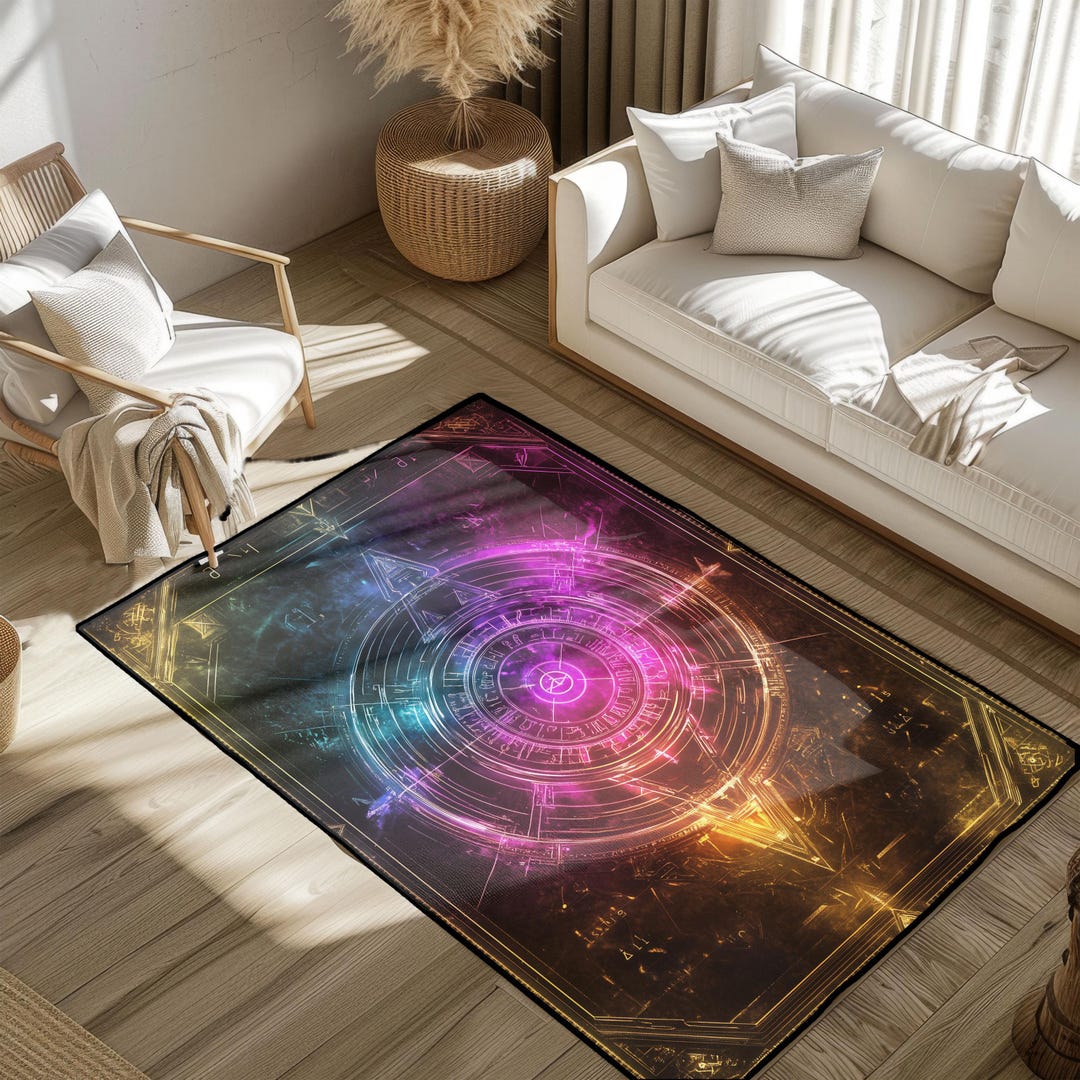 Magic Circle Ritual Art, Mystic Spiritual Design Rug, Fantasy Symbol ...