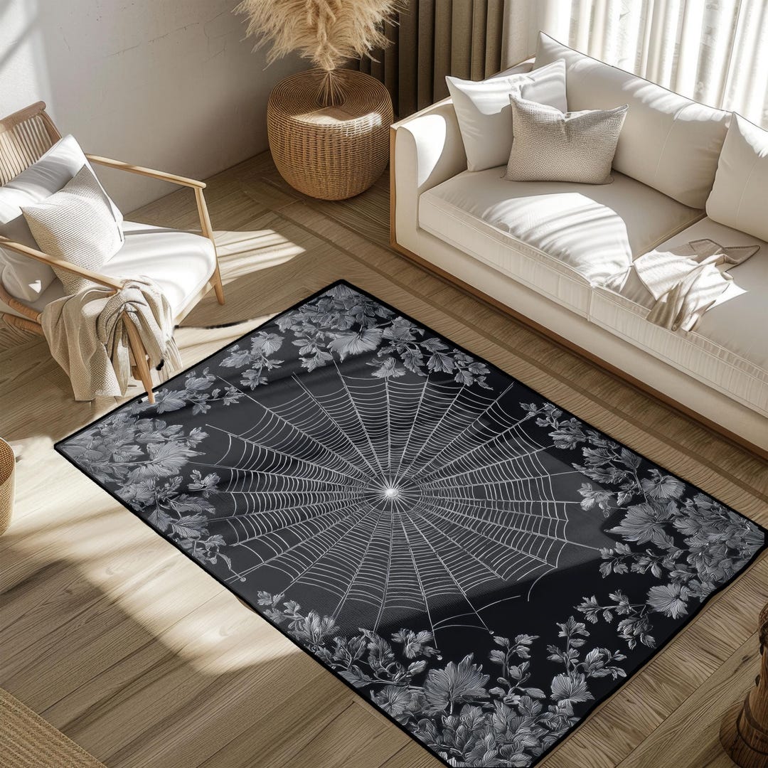 Gothic Spiderweb Rug for Halloween Lover, Dark Academia Home Decor Rug ...