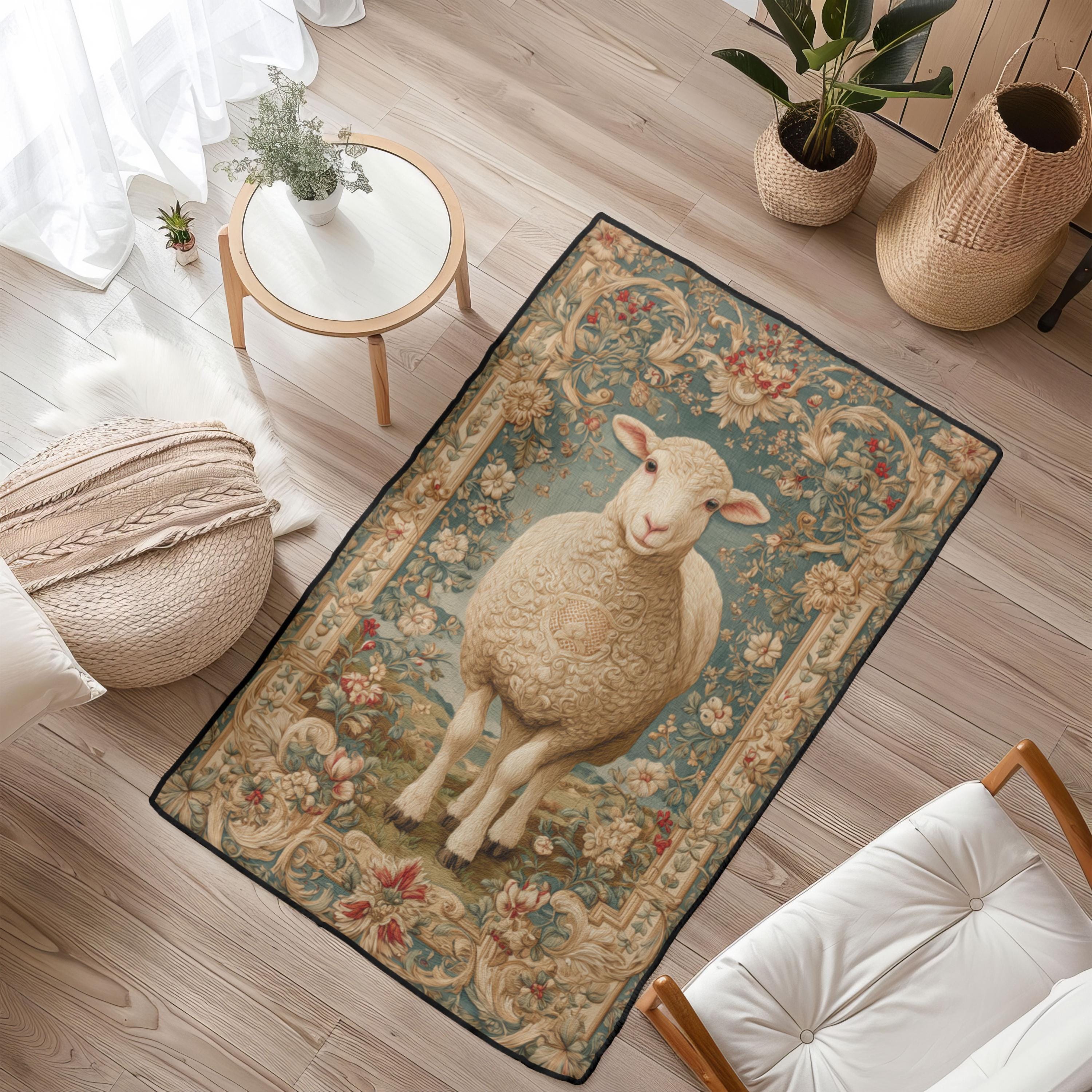 Cute Sheep Animal Rug, Farm Animal Rug, Pet Lover Rug, Nature Inspired ...