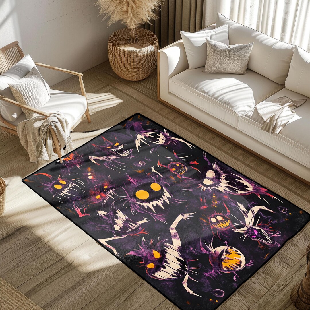 Spooky Monster Area Rug for Halloween Decor, Creepy Creature Floor Mat ...