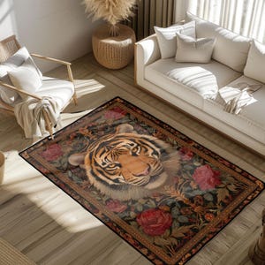 Tiger Face Rug, Animal Rug, Wild Cat Rug, Nature Lover Rug, Wildlife Enthusiast Rug, Exotic Animal Rug, Big Cat Rug, Tiger Head Rug Decor.
