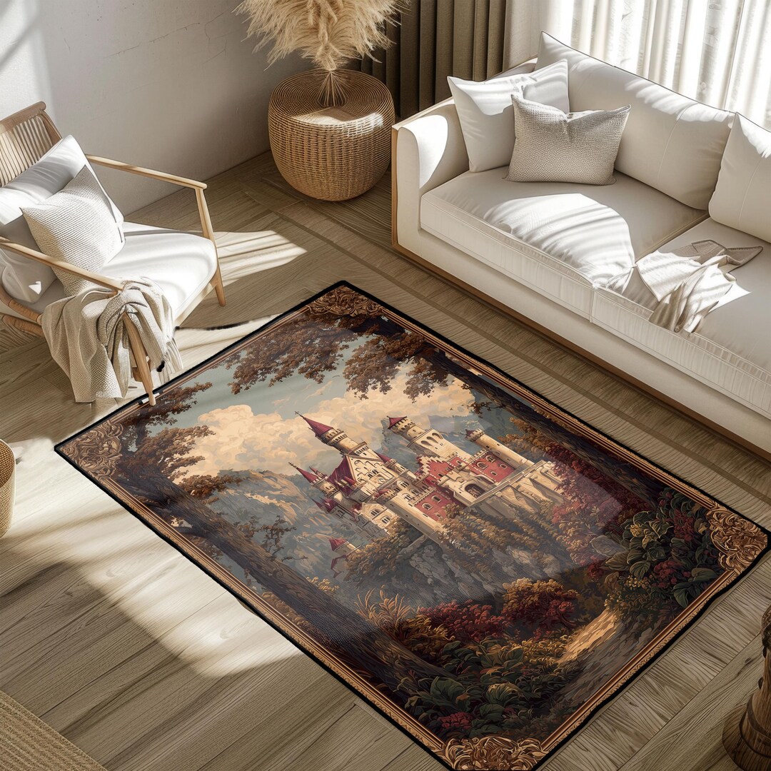 Rustic Castle Rugs Fantasy Castle Rug for Book Lover, Fairytale Kingdom Area Rug for ...