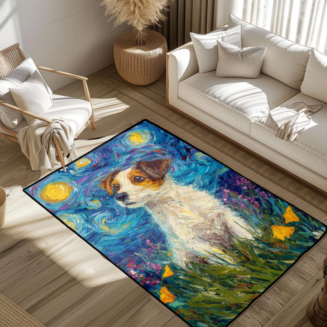 Jack Russell Terrier Mom Rug, Dog Dad Gift Area Rug, Pet Lover Starry ...