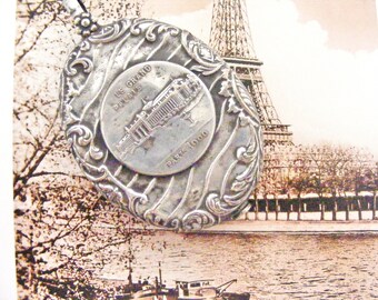 Antique French slide mirror locket Paris exhibition 1900