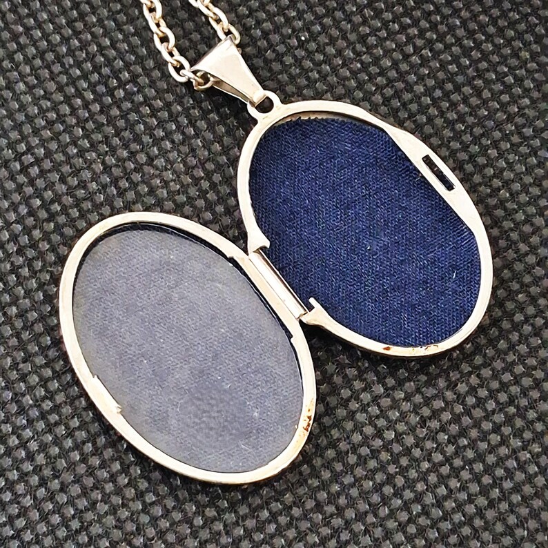 Cloth Locket Art Nouveau Locket, Vintage Sterling Silver Photo Pendant, 20 Inch ...
