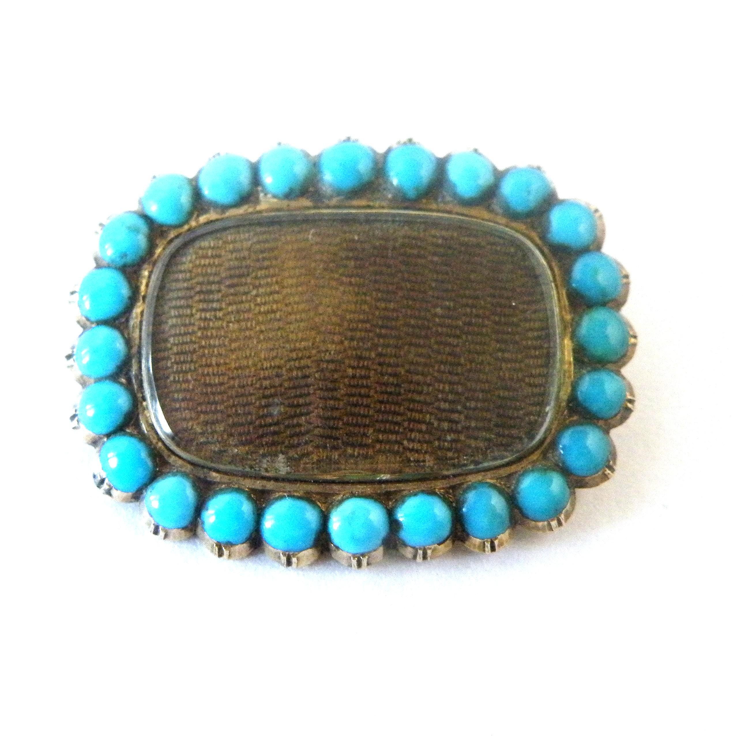 アンティークジョージアンオーバルペーストガラスブローチ