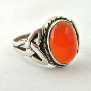 Silver Celtic Carnelian ring sterling vintage