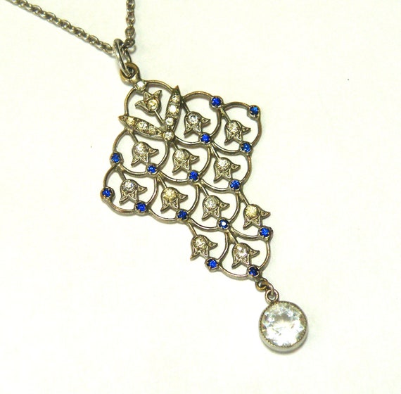 Edwardian paste lavaliere pendant and chain