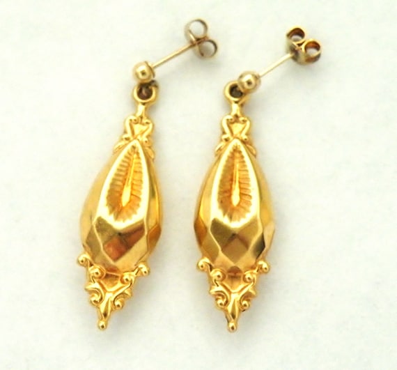 Victorian style 9ct 9k gold drop earrings