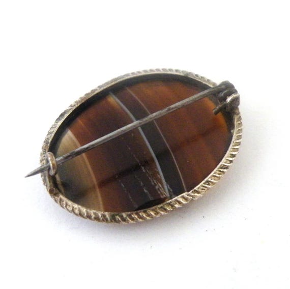 Vintage Agate Brooch Antique Victorian Scottish Pebble Sterling