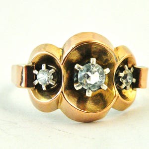 French art deco ring 800-900 paste silver and rose gold tank style.