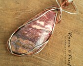 Wire wrapped pendant, Wire wrapped jewelry, Wire wrapped necklace, Wire wrapped stone,  Gemstone pendant, Natural stone, Indian blanket