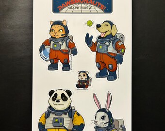 Pawsmonauts sticker sheet (Red & Gold Teams)