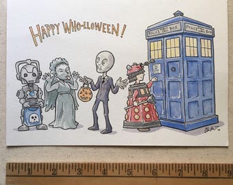 Happy Who-lloween original 6x9&quot; watercolor