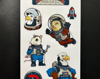 Pawsmonauts sticker sheet (Blue & Red Teams)