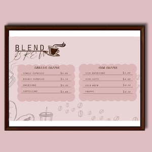 Modelo de Cardápio de Bar – Canva Cardápio de Café Editável – Download Digital, Modelo de Cardápio de Café e Bar, Modelo de Cardápio de Cafeteria Canva