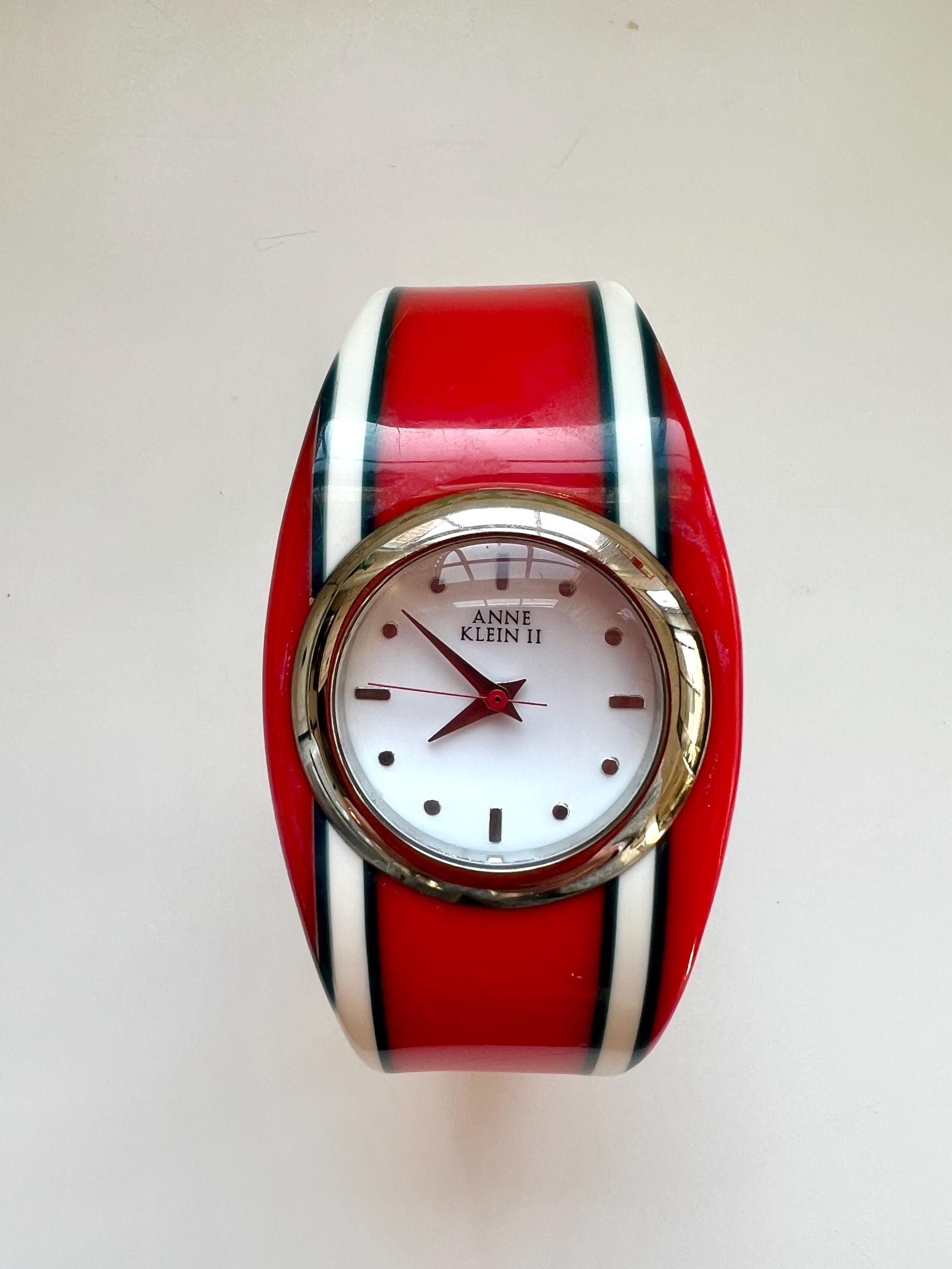 Anne Klein Watch Genuine leather Red Band Silver Tone Water Resistant 100ft NEW Amazon.com: Anne Klein Women main image 3