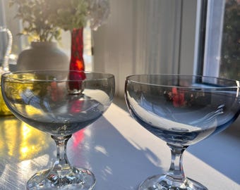 Mid Century Smoke Champagne Coupes – Set of 2 Schott Zwiesel Neckar Crystal Cocktail Glasses