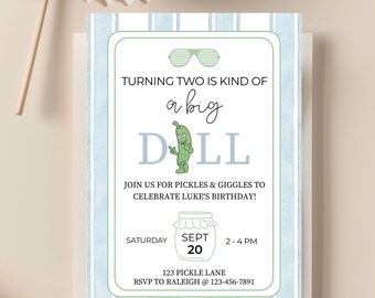 Pickle Birthday Invitation: Kind of a Big Dill Editable Template (Digital Download)