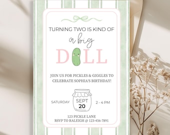 Pickle Birthday Invitation: Kind of a Big Dill, Editable Template (Digital Download)
