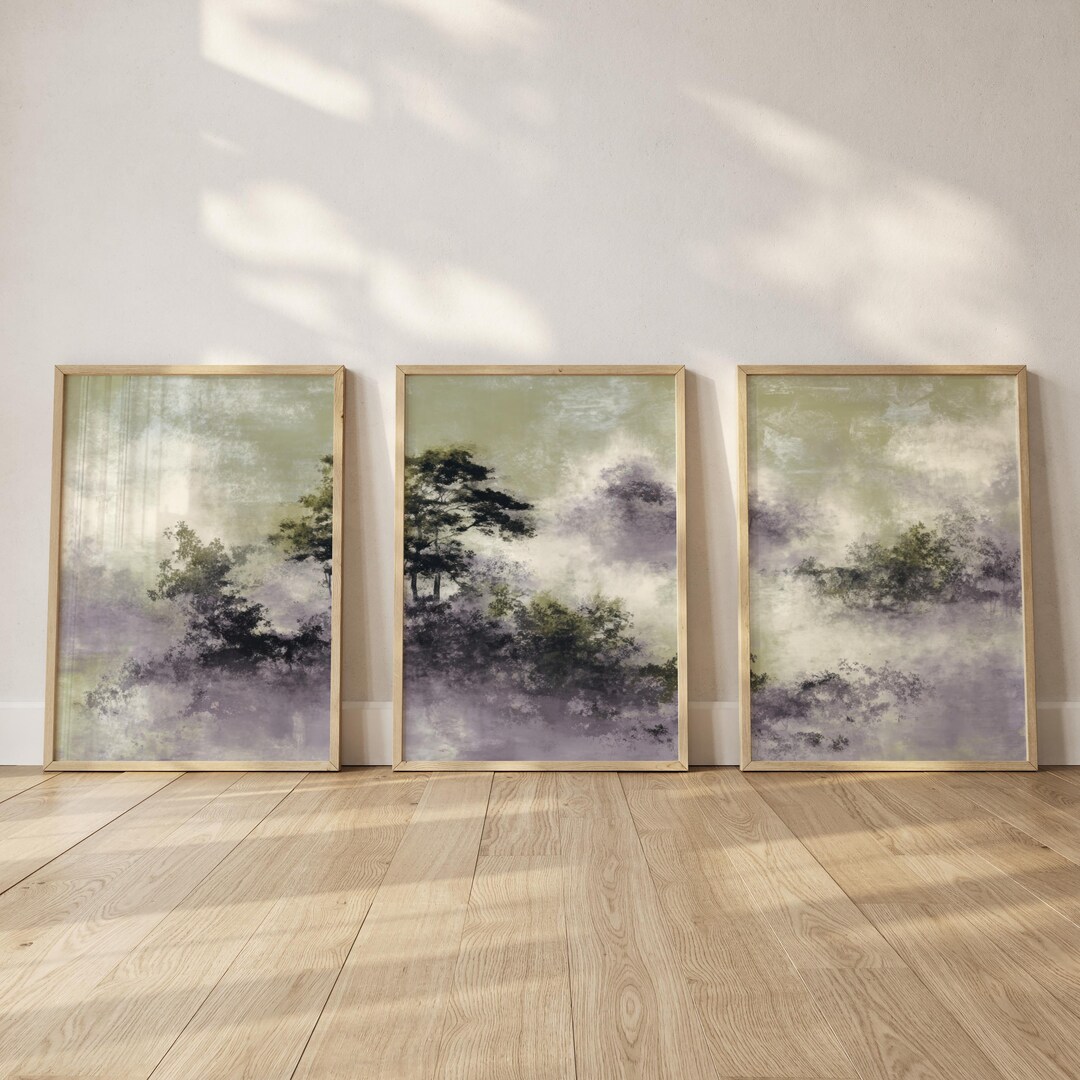 Wabi Sabi Sage Green Lavender Forest Prints Set of 3 (digital Download ...