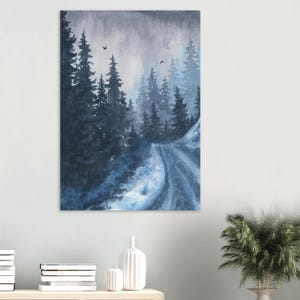 Giro invernal / Paisaje invernal en acuarela / Desierto nevado / Arte de senderismo en Nueva Inglaterra / Serie de postales / Pintura inspirada en la naturaleza