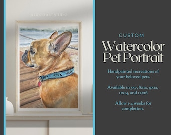 Custom Watercolor Pet Portrait: Hand-Painted from Photo (Unframed) - Gift for Animal Lovers, Pet Owners, Memorials