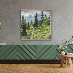 Watercolor Mountain Print: Hiking Trail Landscape Art, Nature Lover Gift