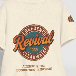 Vintage Retro Creedence Clearwater Revival  60s 70s Festival Apparel Iconic 1969 Woodstock Design