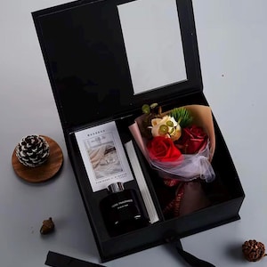 Blumenstrauß duftende Geschenkbox, Nelke und Rosenblase Blumengeschenkbox, Geburtstag Hochzeitstag für Frauen