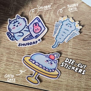 Relatable Cat Stickers | Funny Waterproof Vinyl Stickers | Cute Matte Die-Cut Cat Sticker Pack for Laptop, Journal, Water Bottle