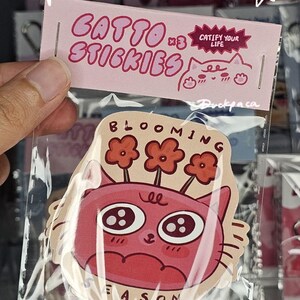 Paquete de 3 pegatinas de gato rosa, con temática de gato, brillantes, de vinilo y resistentes al agua. Pegatinas de animales adorables para portátiles y botellas de agua. Genz.