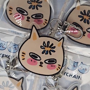 confused cat keychain | illustrated | acrylic linked keychain | doodle | cute | funky | derpy | trinket lovers | kitty | catto | charms