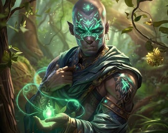 Arte personalizado de personajes de fantasía de monjes, diseño de personajes para juegos de rol, personaje original personalizado, retrato por encargo para D&D, ilustración digital para jugadores.