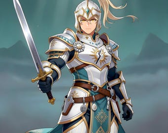 Encargo de foto de perfil, retrato digital personalizado, dibujo de personaje de paladín, arte de avatar de juego personalizado, el mejor regalo para gamers.