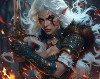 Ilustración de retrato de fantasía, dibujo personalizado de avatar de juego digital, personaje original de héroe de D&D, encargo de arte de personaje de rol personalizado