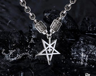 Lord Ahriman Pentagram Necklace, Sterling Silver Satanic Talisman, Handcrafted Sterling Silver Jewelry Accessories Gift, Pentagram Necklace