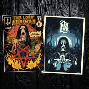 Lord Ahriman Poster Bundle – 2 Signed Limited Edition Art Prints (250g Heavy Paper, Occult Black Metal Wall Art)