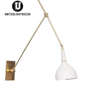 Italian wall light, Handmade Brass Wall Sconce, Mid-Century Modern Style, Customizable with Enamel Colors & Finishes, Vintage Brass Fixture